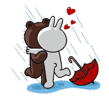 Gif câlin sous la pluie